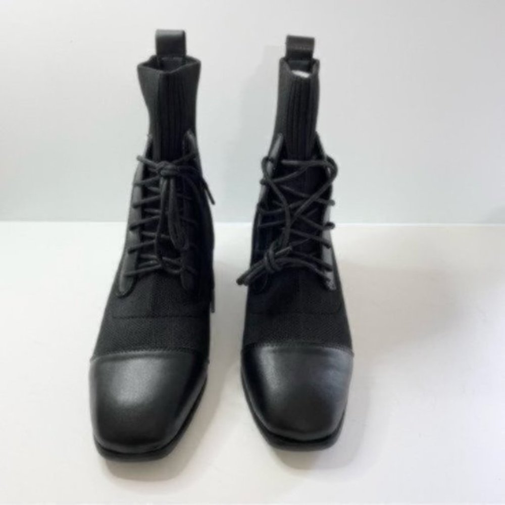 US Size 10, EU Size 41 C. Paravano Black Boots Mesh Combat Boots Womens Shoes - Picture 3 of 13